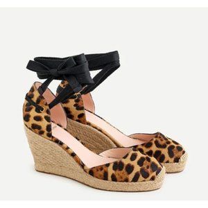 Espadrille Wedges in Leopard Calf Hair